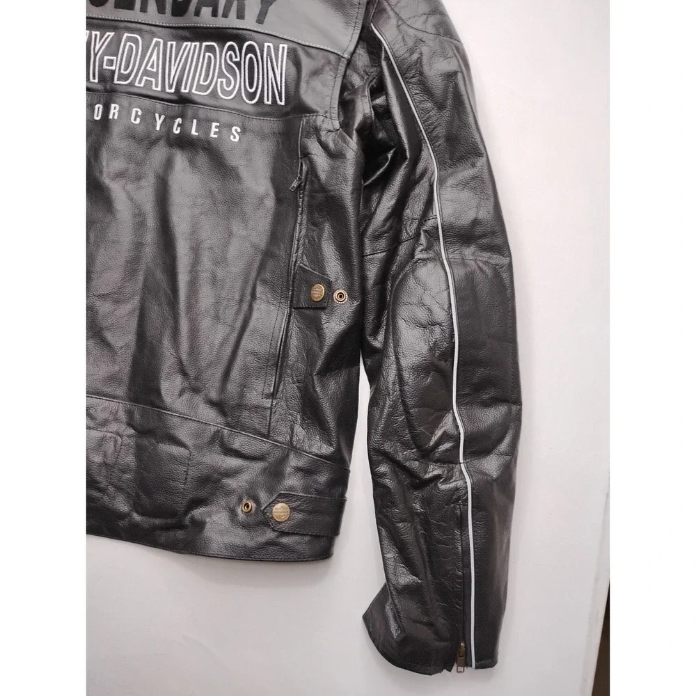 Harley Davidson Mens Votary Padded Black Leather Riding Jacket 2XL Black